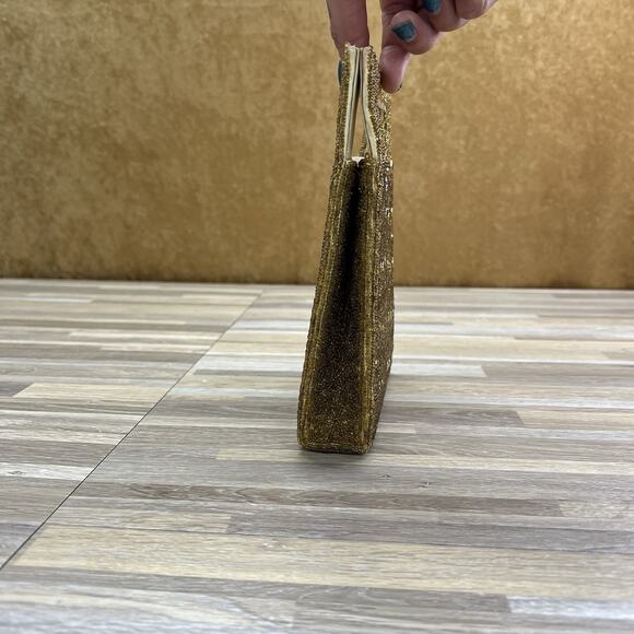 VTG Inge Christopher Indolink Gold Beaded Evening Bag Purse Clutch - 8S569 - Picture 2 of 8